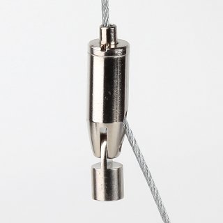 M5 Seilstopper Drahtseilhalter Gripper 9x32mm mit seitlichem und Gelenk Messing vernickelt