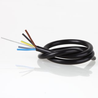 PVC Lampenkabel Elektro-Kabel Stromkabel Rundkabel schwarz 5-adrig 5x0,75mm&sup2; mit Stahlseil