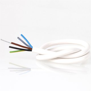 PVC Lampenkabel Rundkabel weiß 5-adrig 5x0,75mm² mit...