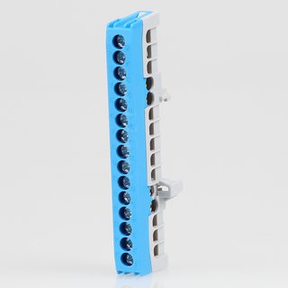 Neutralleiter-Klemme Verteilerklemme blau 15-polig für Hutschiene