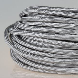 Textilkabel Stoffkabel silber 3-adrig 3x0,75...
