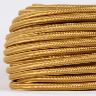 Textilkabel Stoffkabel gold 3-adrig 3x0,75 Gummischlauchleitung 3G 0,75 H03VV-F textilummantelt