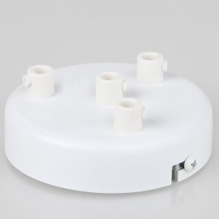 Lampen-Baldachin 100x25mm Metall weiß mit Zugentlaster aus Kunststoff  für 4 Lampenpendel