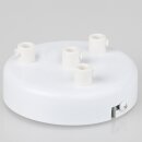 Lampen-Baldachin 100x25mm Metall weiß mit Zugentlaster aus Kunststoff  für 4 Lampenpendel