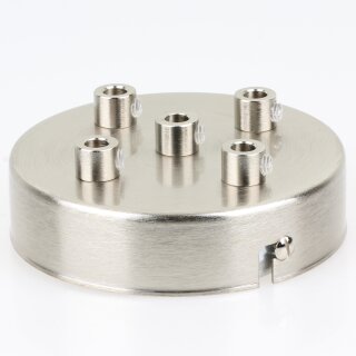 Lampen-Baldachin 100x25mm Metall Edelstahloptik mit Zugentlaster Metall für 5 Lampenpendel