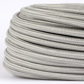 Textilkabel Stoffkabel silber 3-adrig 3x0,75 Gummischlauchleitung 3G 0,75 H03VV-F textilummantelt