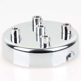 Lampen-Baldachin 100x25mm Metall verchromt mit Zugentlaster Metall für 5 Lampenpendel