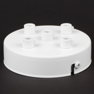 Lampen-Baldachin 100x25mm Metall weiß mit Zugentlaster Metall für 5 Lampenpendel