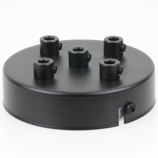 Lampen  Metall Baldachin 100x25mm schwarz für 5 Lampenpendel mit Zugentlaster aus Metall