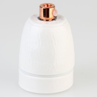 E27 Premium Porzellanfassung glasiert mit Kabel Zugentlastung Metall verkupfert 250V/4A