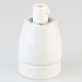 E27 Premium Porzellanfassung glasiert mit Kabel Zugentlastung M13x1 weiß 250V/4A