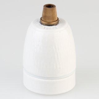 E27 Premium Porzellanfassung glasiert mit Kabel Rändel Zugentlastung Kunststoff gold 250V/4A