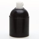 E27 Bakelit-Optik Fassung schwarz Glattmantel mit Zugentlaster Kunststoff weiß