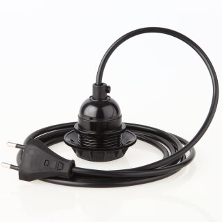 PVC Lampenpendel mit E27 Lampenfassung Bakelit Optik schwarz mit Schraubring 1-10 Meter