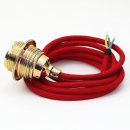 Textilkabel Lampenpendel rot E27 Metallfassung inkl. Klemmnippel Zugentlaster Metall vermessingt