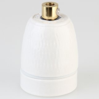 E27 Premium Porzellanfassung glasiert mit Kabel Zugentlastung Messing 250V/4A