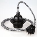 Textilkabel Schwarz-Weiß mit E27 Lampenfassung...