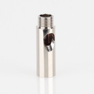 M10x1 Verlängerung 12x38mm mit Kabelausgang Messing vernickelt