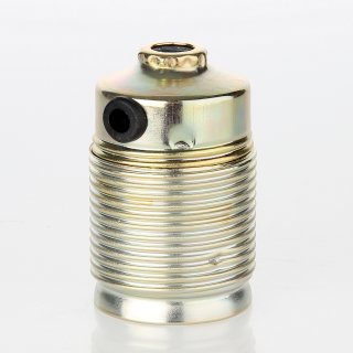 E27 Lampenfassung Metall vermessingt mit Gewindemantel und seitlichem Kabel-Eingang 250V/4A