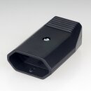 Eurokupplung Europa-Flachkupplung schwarz 250V/6-10A mit Schraubkontakte und Zugentlastung