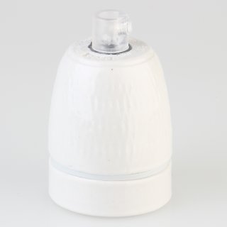 E27 Premium Porzellanfassung glasiert mit Kabel Zugentlastung Kunststoff transparent 250V/4A