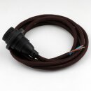 Textilkabel Braun E14 Lampenfassung mit Gewindemantel und 2 Schraubringe Kunststoff Schwarz