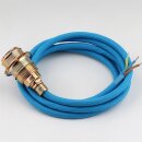 Textilkabel Blau mit E14 Lampenfassung Metall vermessingt...