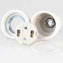 E27 Premium Porzellanfassung glasiert mit Kabel Rändel Zugentlastung Kunststoff schwarz 250V/4A