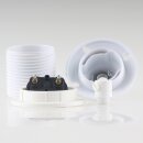 E27 Lampenfassung Thermoplast/Kunststoff weiß mit Dach und Zugentlastung Schraubring 250V/4A