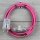 Textilkabel Pink 3-adrig mit Schnurschalter und Schutzkontakt-Stecker transparent 2-5m