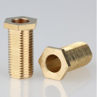 M10x1 Trompetennippel Messing 20mm lang 6-kant 12x22mm mit Profil/Verdrehschutz