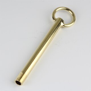 Pendelrohr Aufhängerohr mit Ring vermessingt 120mm Ringdurchmesser 30mm  für Kettenaufhängung
