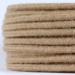 Textilkabel Hanf Jute beige 3-adrig 3x0,75 Schlauchleitung 3G 0,75 H03VV-F