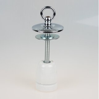 E27 Fassung Porzellan Umbau-Set chrom für Alte Fabriklampen