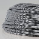 Textilkabel Stoffkabel schwarz-weiß zick-zack 3-adrig 3x0,75 Zug-Pendelleitung S03RT-F 3G0,75