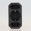 Steckdosen-Adapter schwarz 16A/250V 2 x Eurosteckdose 1 x...