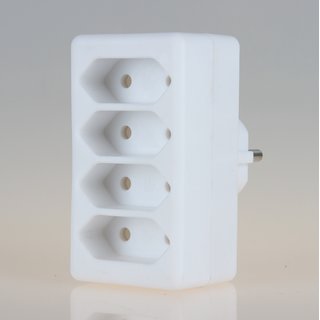 Steckdosen-Adapter weiß 2,5A/250V 4 x Eurosteckdose