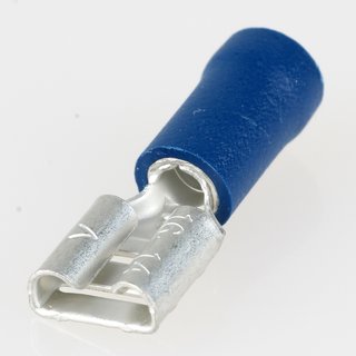 100 x Flachsteckhülse blau 0,8x6,4 halbisoliert für Leitungsquerschnitt 1,5-2,5mm²