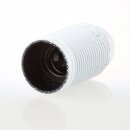 E14 Lampenfassung Bakelit-Optik weiß mit Gewindemantel M10x1 Innengewinde