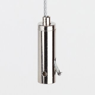 Seilstopper 9x28mm seitlicher Ausgang für Y-Aufhängung Messing vernickelt