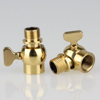Lampen Flügelgelenk Kippgelenk 16x27mm M10x1 AG auf M10x1 IG Messing poliert 90° kippbar