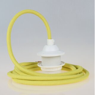 Textilkabel Gelb mit E27 Dach-Lampenfassung weiß 1-5m