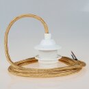 Textilkabel Gold mit E27 Dach-Lampenfassung weiß 1-5m
