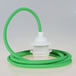 Textilkabel Kiwi-Grün mit E27 Dach-Lampenfassung weiß 1-5m