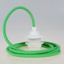 Textilkabel Kiwi-Grün mit E27 Dach-Lampenfassung weiß 1-5m