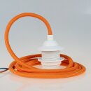 Textilkabel Orange mit E27 Dach-Lampenfassung weiß...