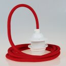 Textilkabel Rot mit E27 Dach-Lampenfassung weiß 1-5m