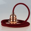Textilkabel Bordeaux Rot mit E27 Lampenfassung Metall...