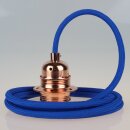 Textilkabel Dunkelblau mit E27 Lampenfassung Metall...