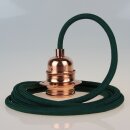 Textilkabel Dunkelgrün mit E27 Lampenfassung Metall...